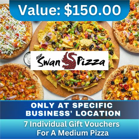 7 Individual Gift Vouchers For A Medium Pizza