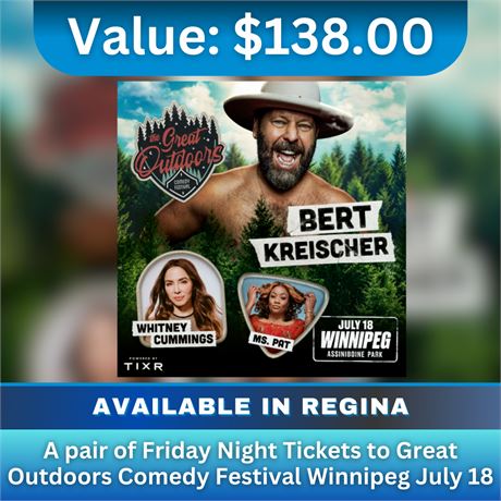 Pair of Friday Night Tickets to Great Outdoors Comedy Festival Winnipeg July 18