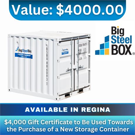 Gift Certificate To Be Used Towards The Purchase Of A New Storage Container