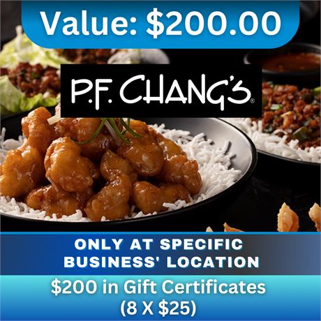 $200 Gift Certificates (8 X $25) | PF Chang's Edmonton