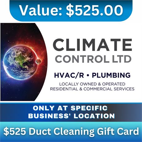 Duct Cleaning Gift Card Value $525