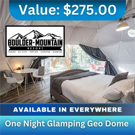 One Night Glamping Geo Dome - $275 value