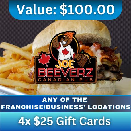 4 X $25 Gift Cards | Joe Beeverz