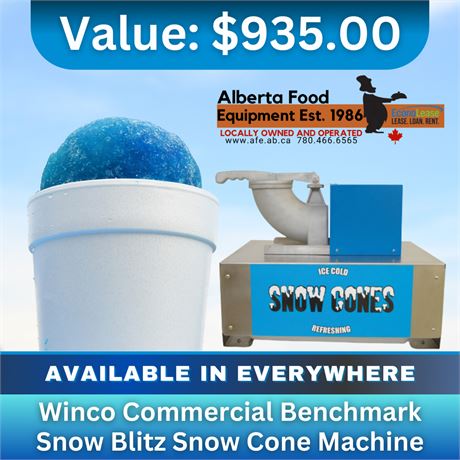 Winco Commerical Benchmark Snow Blitz Snow Cone Machine