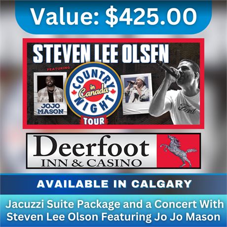 Concert and Jacuzzi suite package Steven Lee Olson Featuring Jo Jo Mason