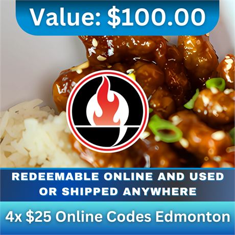 $100  Value for Oodle Noodle Edmonton - $25 x 4 Online Codes