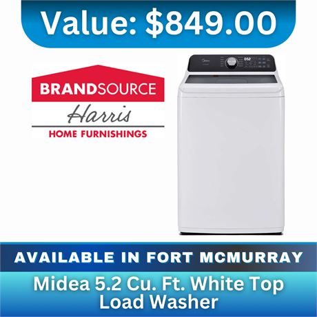 Harris Appliance & Furniture - Midea 5.2 Cu. Ft. White Top Load Washer