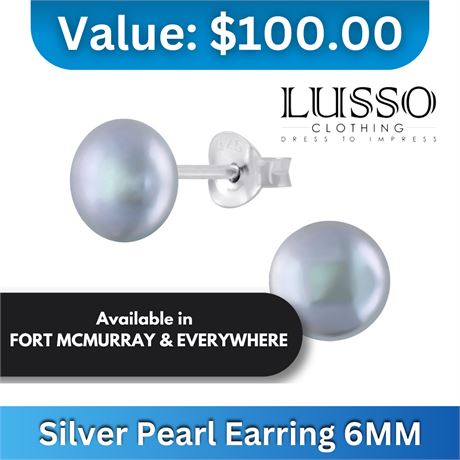 Silver Pearl Earring 6MM